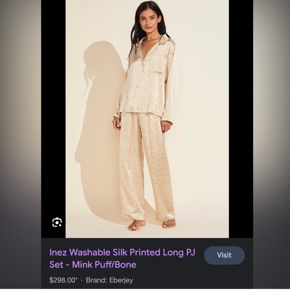 Eberjey Inez Silk Cream Pajamas Luxurious Intimates Sleepwear